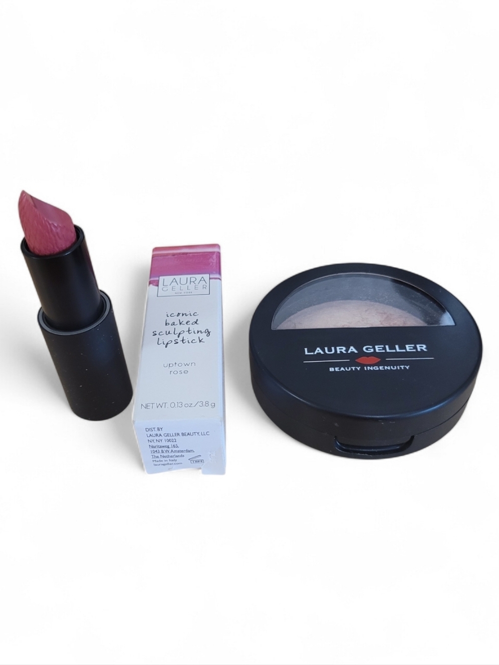 Laura Geller Baked Body Frosting Face & Body Baked Lip Stick Uptown Rose Pink